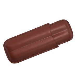 Real Leather 2 Tubes Cigar Storage Case