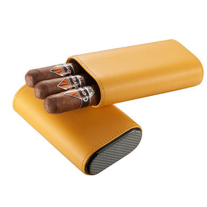 Yellow Leather 3ct Cigar Case