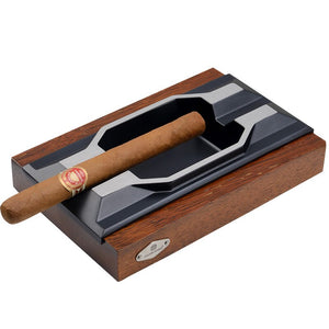 Wood Cigar Ashtray Metal