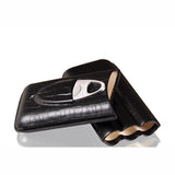 Leather Travel Cigar Case Holder 3 Tube Humidor